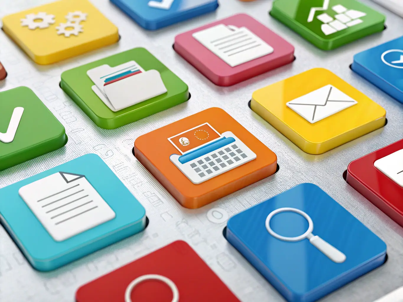 A collection of digital product icons including templates, plugins, and custom tools displayed on a clean background, representing GAGNETEMPS' digital products.
